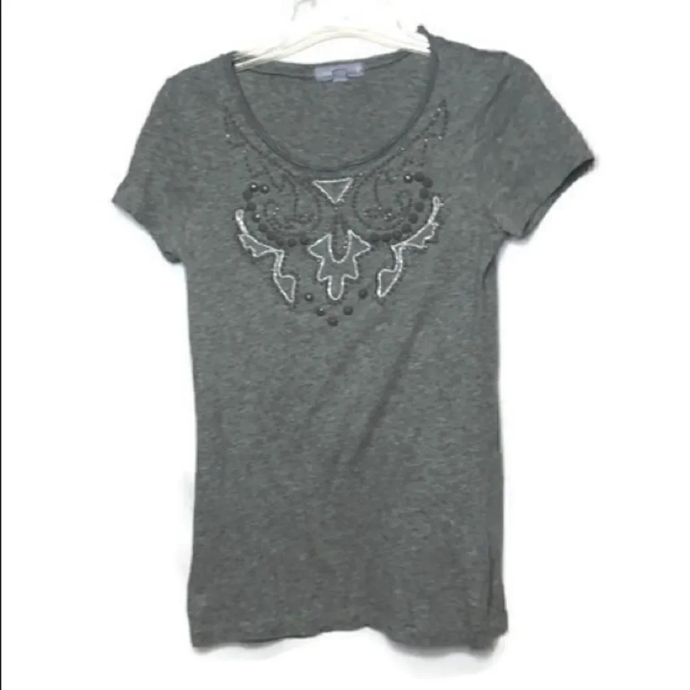 4/$25 J Crew beaded grey T-shirt. Size XS.